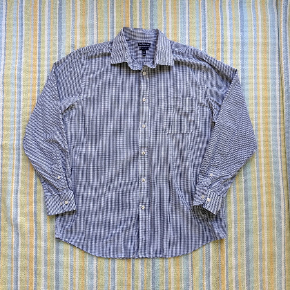 ⭐ Croft & Barrow Easy Care Classic Fit plaid dress shirt size 16.5 34/35